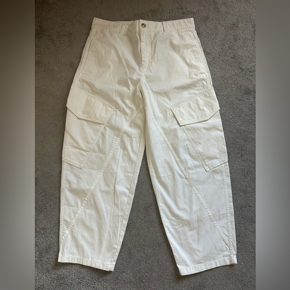 Madewell The Barrel-Leg Utility Pant in Garment-Dyed Twill Size 10 White - Picture 2 of 9